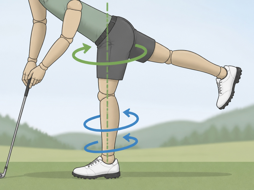 Cartoon diagram of balance training for golf swing speed and power.