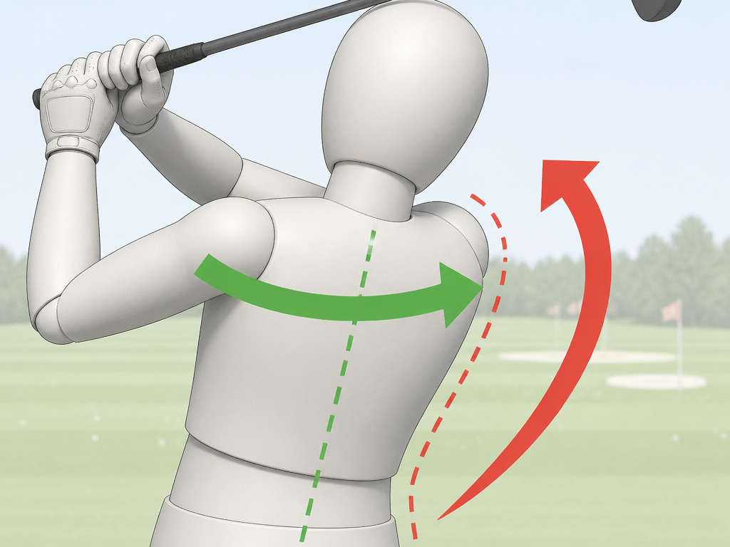 Correcting excessive body sway in a one-armed golf swing with rotation drill