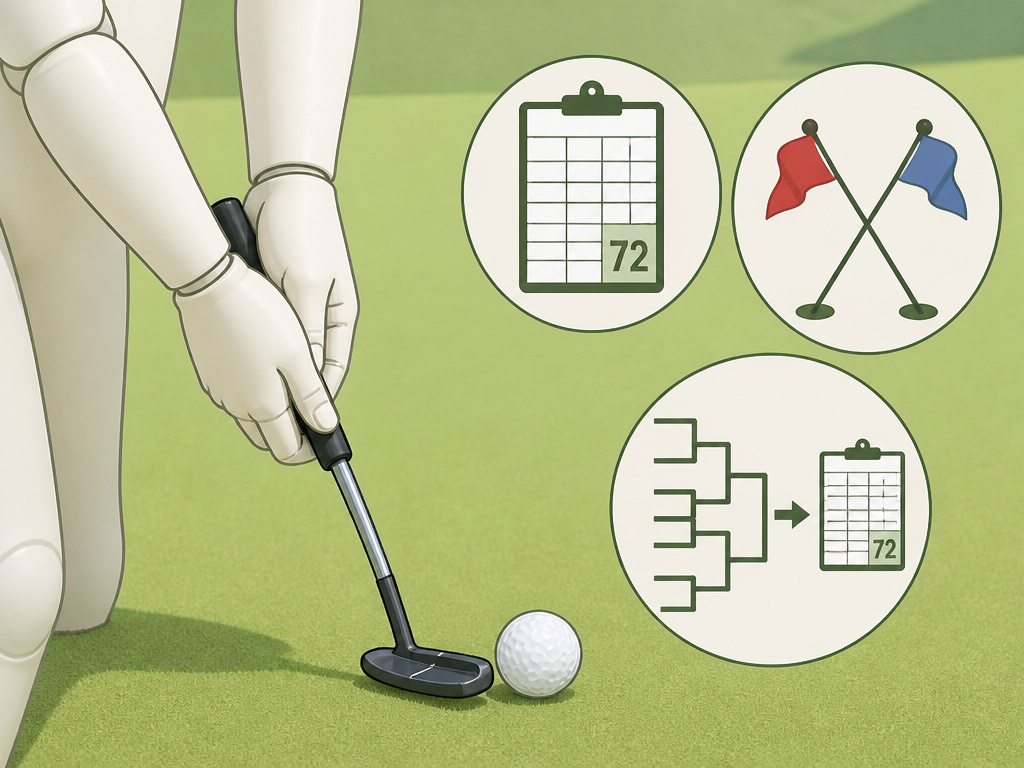 Diagram of stroke play, match play, and hybrid formats for a club championship.