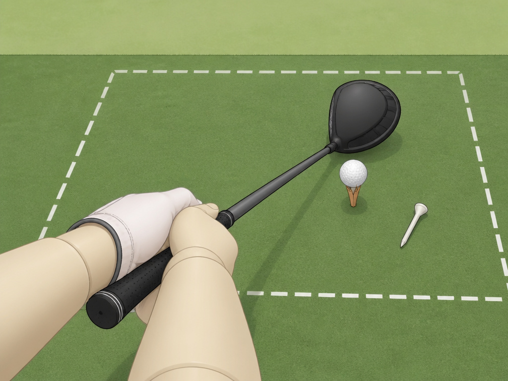 Diagram of a golf ball rebounding back into the teeing area after hitting a marker.
