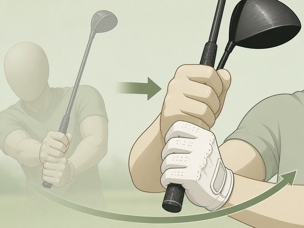 Confident driver grip versus tense 3-wood after a bad golf hole.