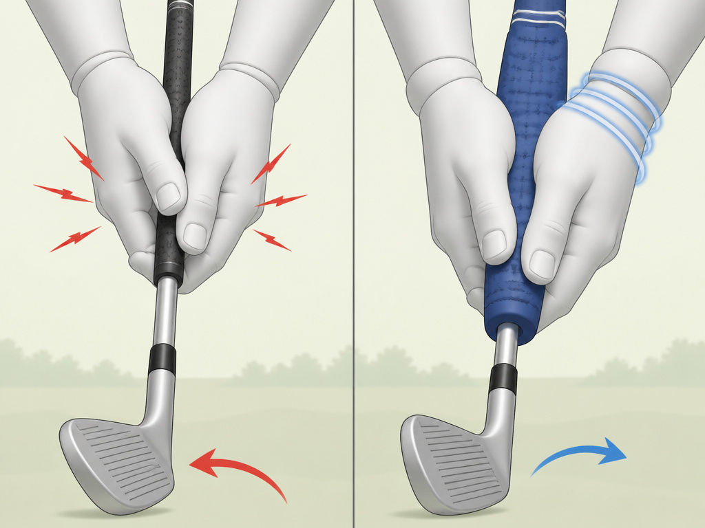 How oversized and undersized golf grips affect clubface rotation and ball flight.