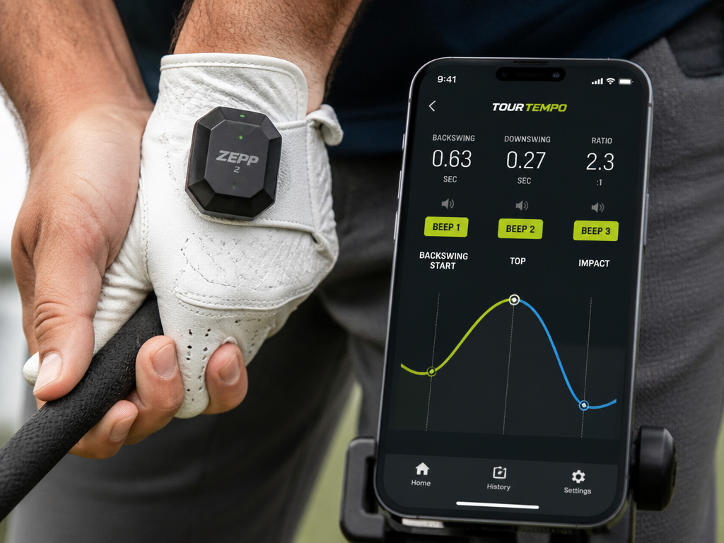 Measuring golf swing tempo with a glove sensor and tempo app on a phone