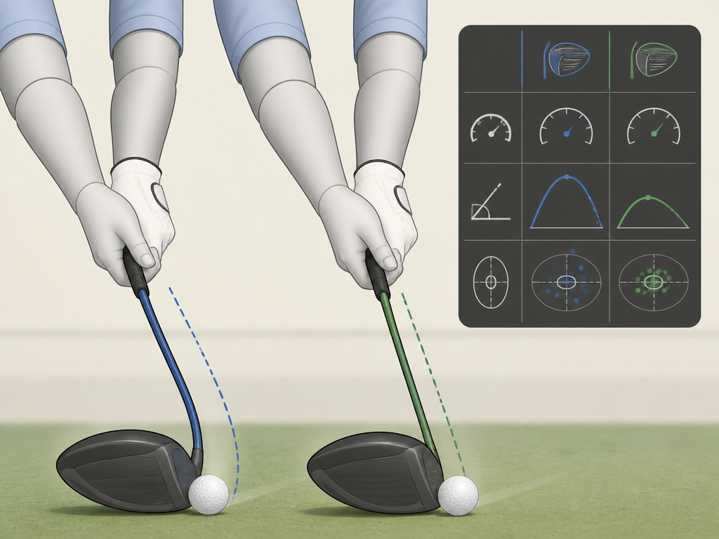 Comparing regular and stiff golf shaft flex during a swing with launch monitor data