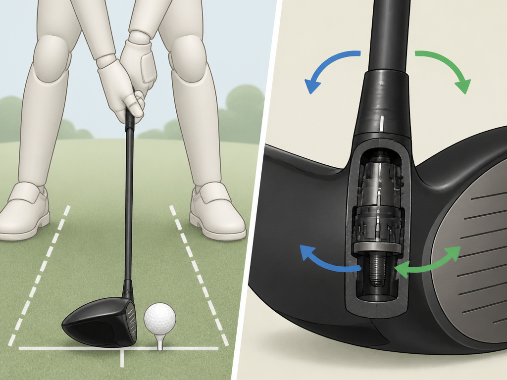 Adjustable driver hosel settings versus proper golf stance and setup diagram