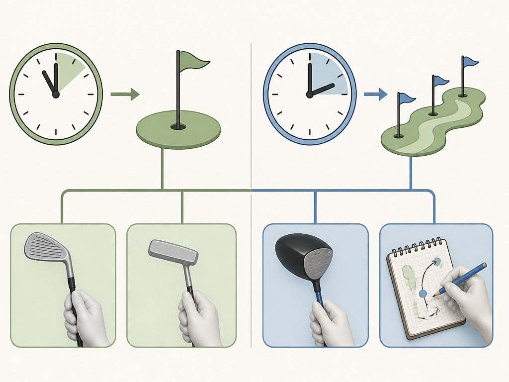 Decision matrix flowchart comparing par 3 and executive golf course choices.