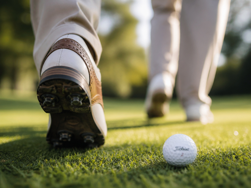 Golfer's feet walking a fairway during a round, highlighting movement and social connection.