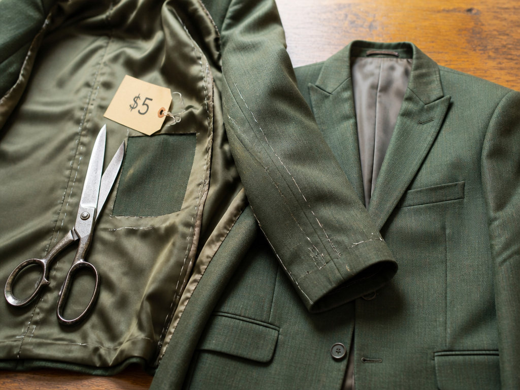 Oversized Masters green jacket and thrift shop find with cut label
