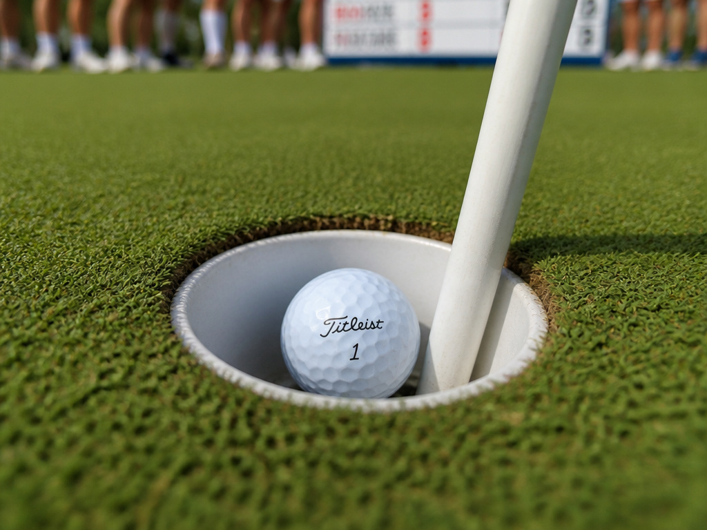 Golf ball holed for an ace during a professional tournament, official record.