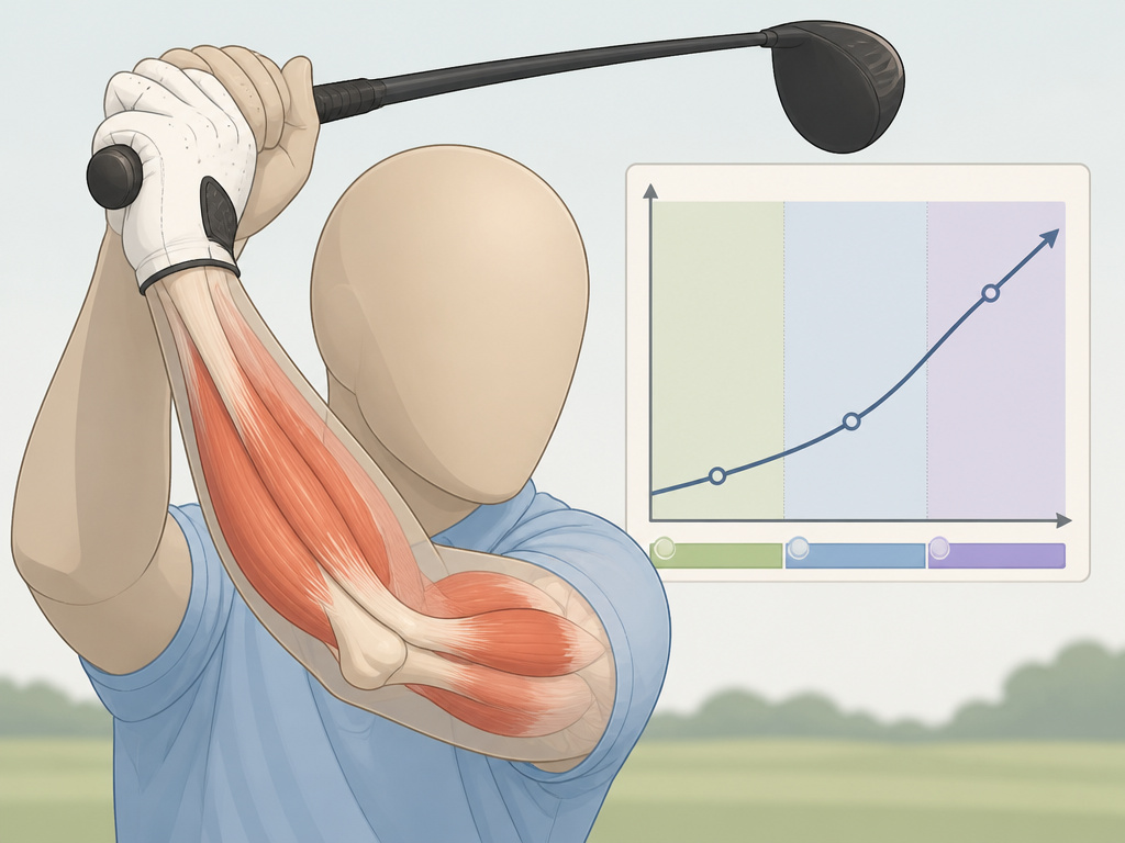 Phased training plan merging gym strength with golf technique for increased distance.