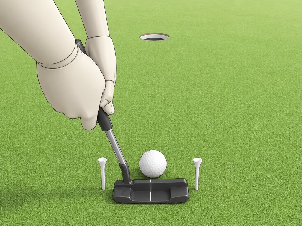 Golf gate putting drill for training a square putter face at start.