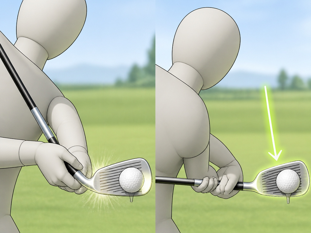 Golf lesson comparing a perfect swing form to a functional, repeatable impact position.