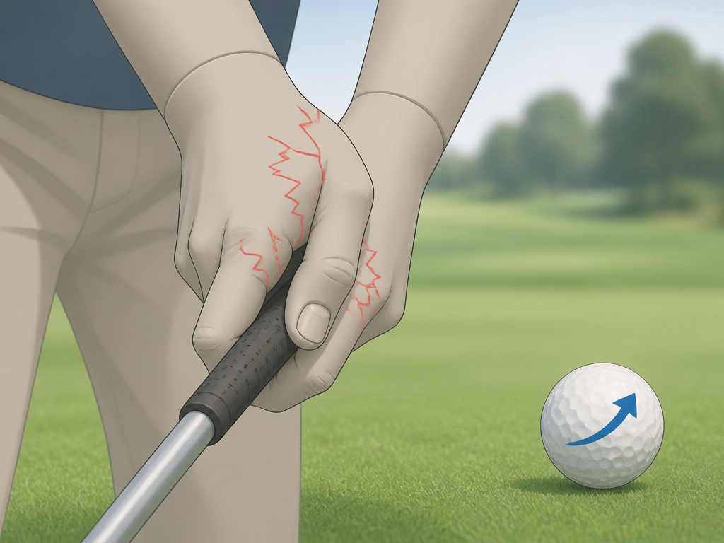 Golfer's hands using a proper grip to manage pressure on the course.