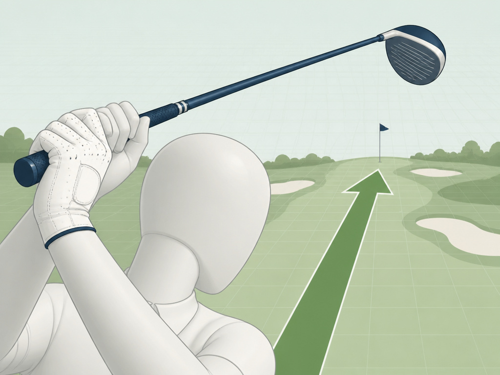 Diagram illustrating strokes gained from long game with driver swing and metric arrow.