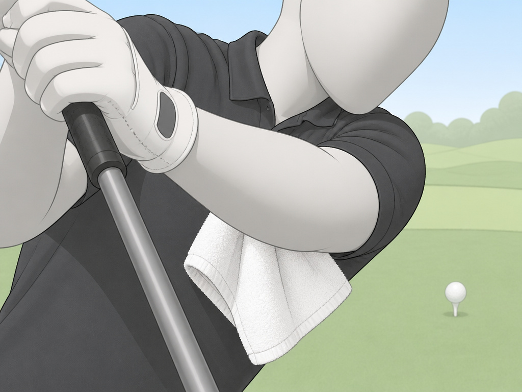 Towel drill for maintaining arm connection in the golf swing