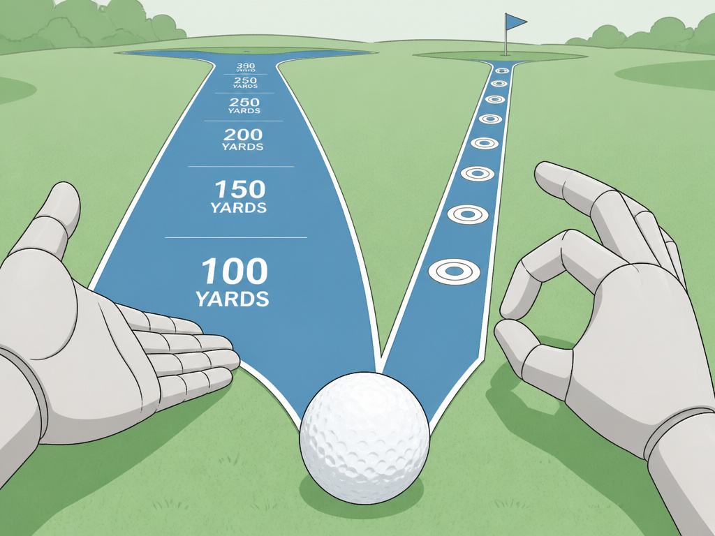Diagram of two golf driving strategies: power versus precision on the fairway.