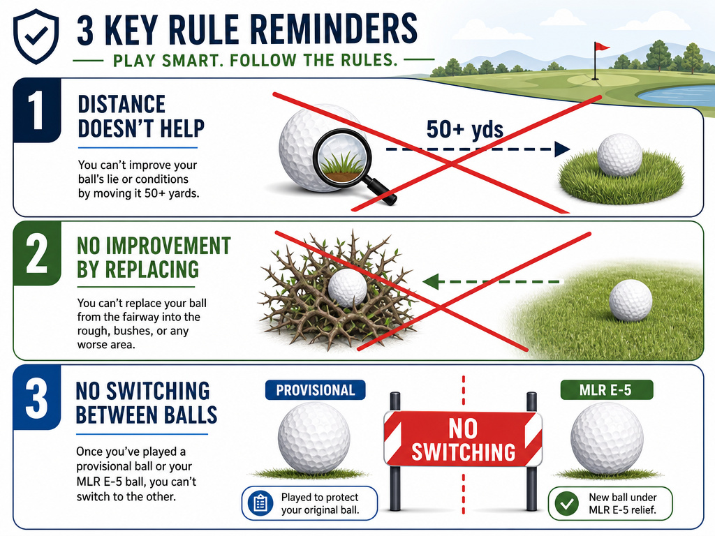 Three things you cannot do with a provisional ball under golf rules