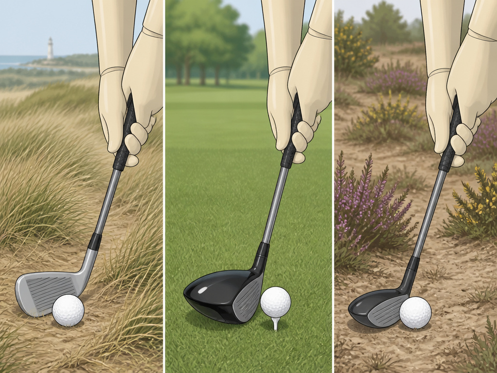 Links, parkland, and heathland golf course styles with matching club selection.
